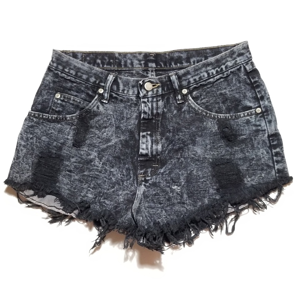 Wrangler Distressed Acid Wash Frayed Jean Shorts